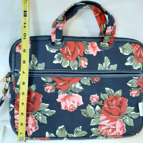 Kayond Crossbody Messenger Laptop Computer Bag Case Blue Pink Red Floral 13 inch - Picture 2 of 13